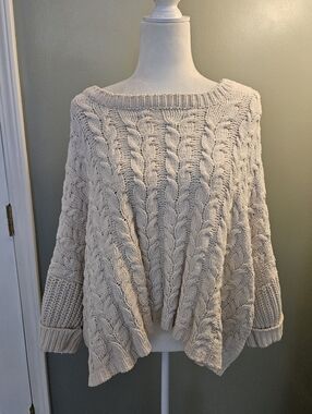 POL Cozy Cable Knit Boatneck Sweater - Cream Women's Size Medium M